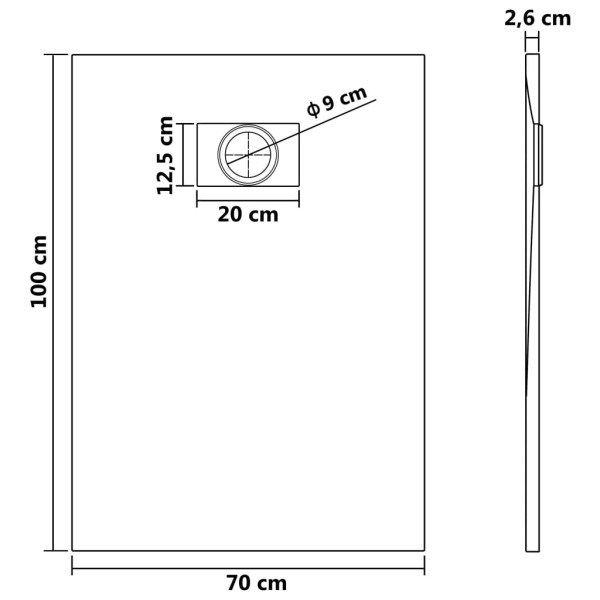 Plato de ducha SMC blanco 100x70 cm