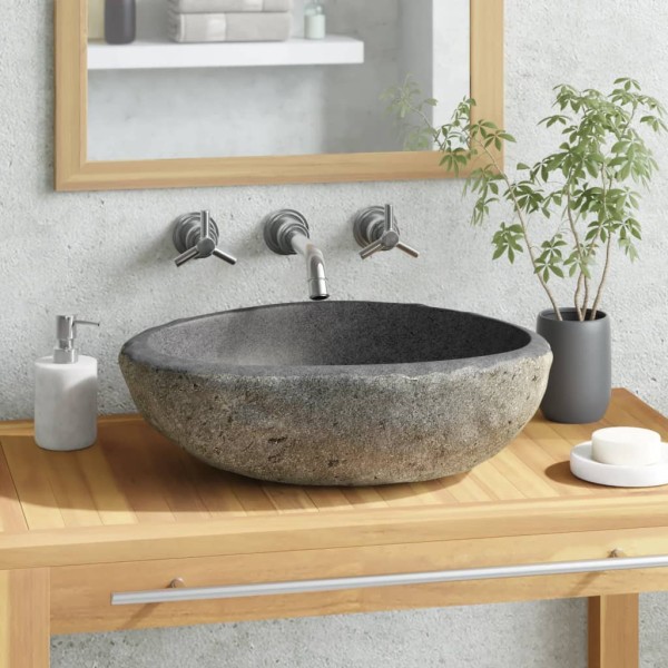 Lavabo de piedra de río ovalado 29-38 cm