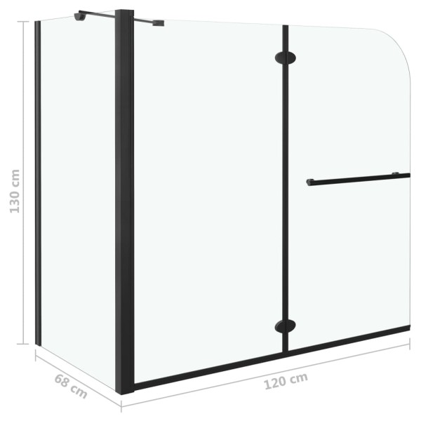 Mampara de ducha plegable ESG negra 120x68x130 cm