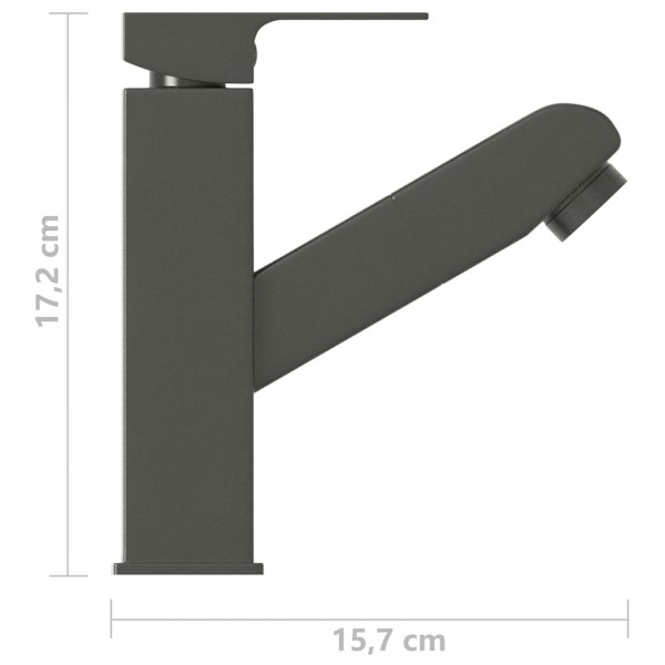 Grifo de lavabo de baño con función extraíble negro 157x172 mm