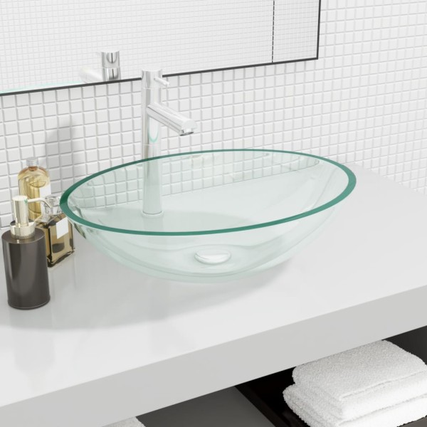 Lavabo de vidrio transparente 50x37x14 cm