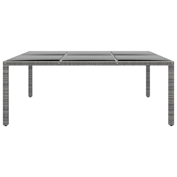 Mesa jardín vidrio templado ratán sintético gris 200x150x75 cm