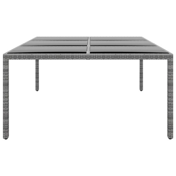 Mesa jardín vidrio templado ratán sintético gris 200x150x75 cm