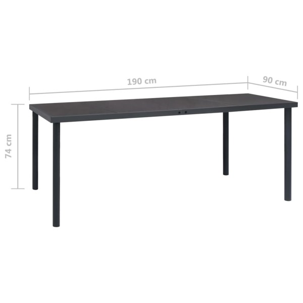 Mesa de comedor de jardín acero gris antracita 190x90x74 cm