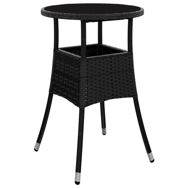 Mesa de jardín vidrio templado ratán sintético negro Ø60x75 cm