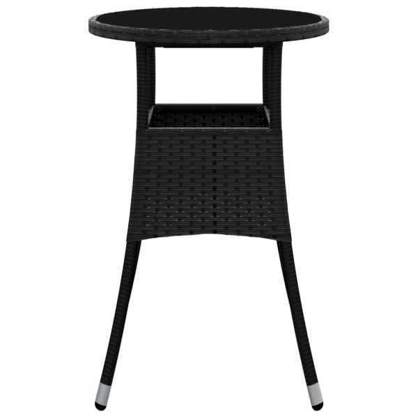 Mesa de jardín vidrio templado ratán sintético negro Ø60x75 cm