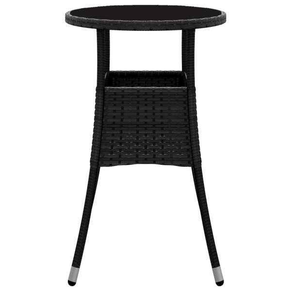 Mesa de jardín vidrio templado ratán sintético negro Ø60x75 cm