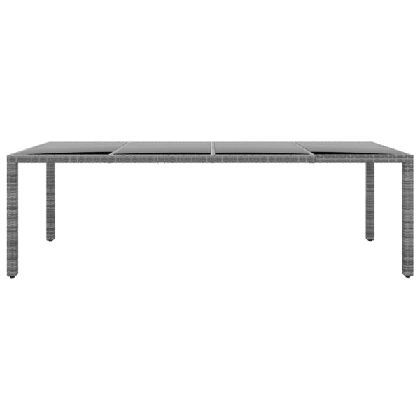 Mesa jardín vidrio templado ratán sintético gris 250x100x75 cm