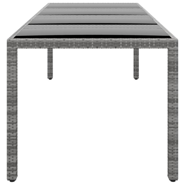 Mesa jardín vidrio templado ratán sintético gris 250x100x75 cm