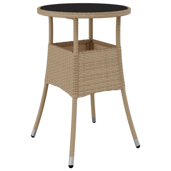 Mesa de jardín vidrio templado ratán sintético beige Ø60x75 cm