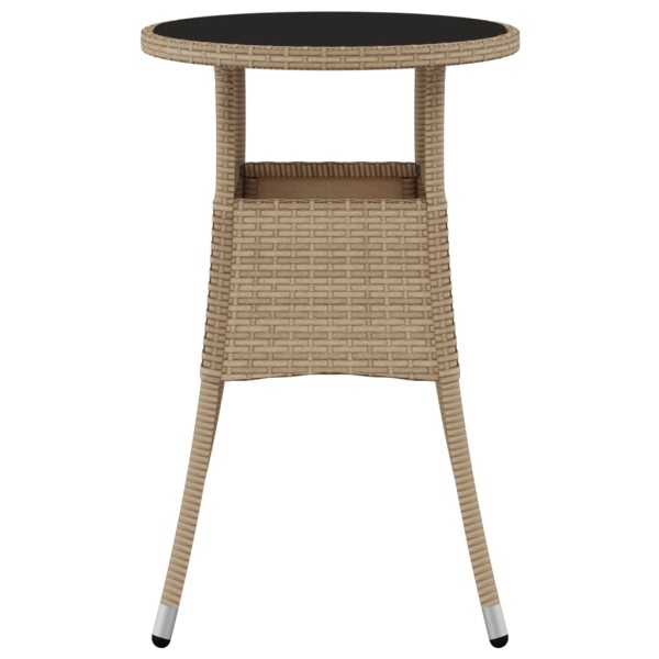 Mesa de jardín vidrio templado ratán sintético beige Ø60x75 cm