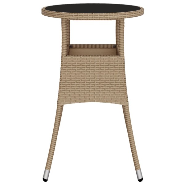 Mesa de jardín vidrio templado ratán sintético beige Ø60x75 cm