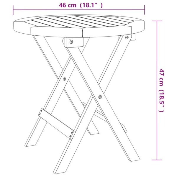 Mesa bistró de terraza madera maciza de acacia Ø46x47 cm