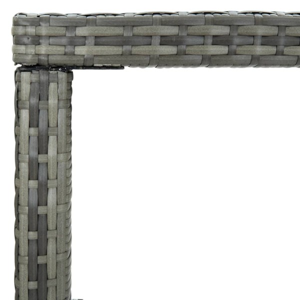 Mesa alta de jardín ratán sintético y vidrio gris 130x60x110cm