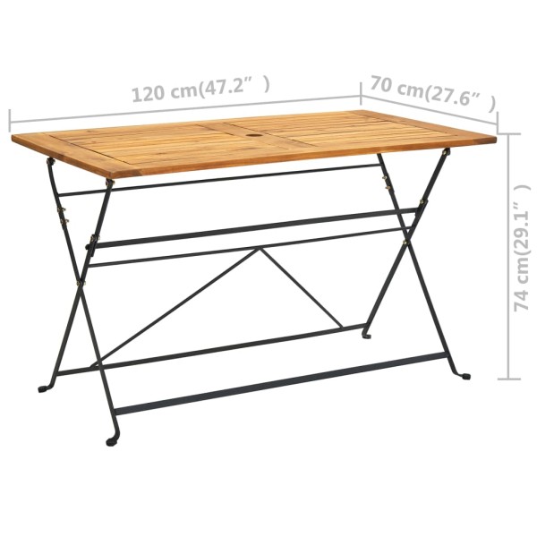 Mesa plegable de jardín de madera maciza de acacia 120x70x74 cm