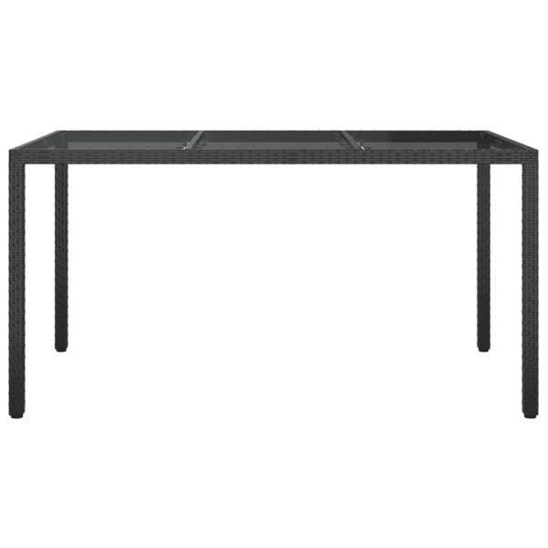 Mesa jardín vidrio templado ratán sintético 150x90x75 cm negro