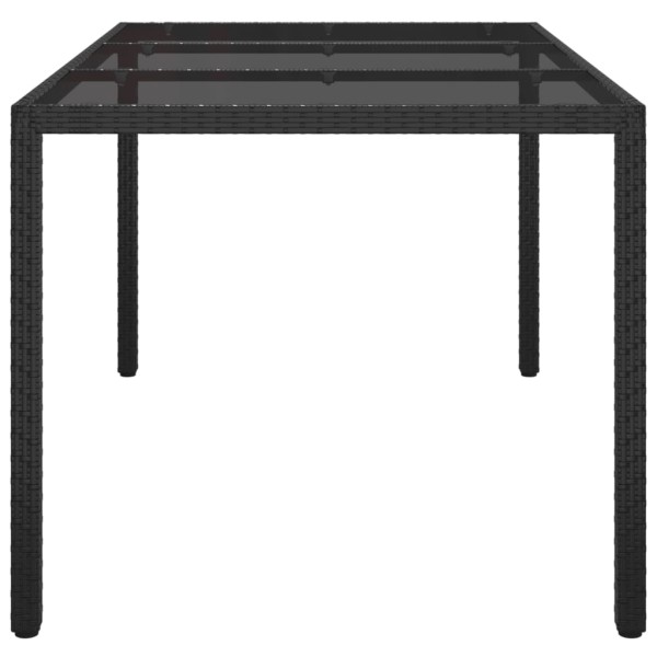 Mesa jardín vidrio templado ratán sintético 150x90x75 cm negro