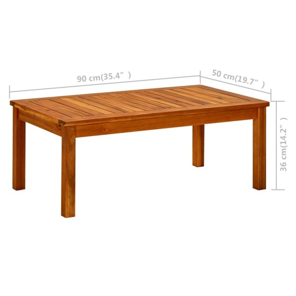 Mesa de centro de jardín madera maciza de acacia 90x50x36 cm