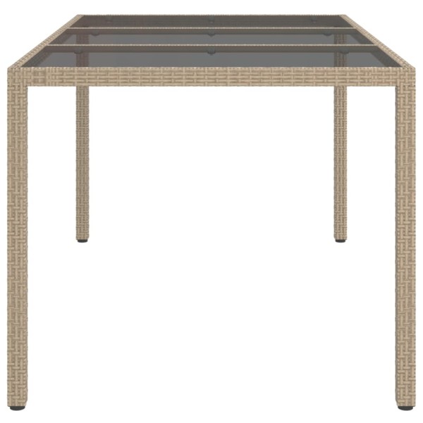 Mesa jardín vidrio templado ratán sintético 150x90x75 cm beige