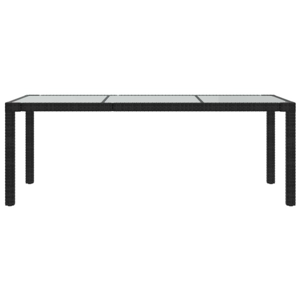 Mesa jardín vidrio templado ratán sintético negra 190x90x75 cm