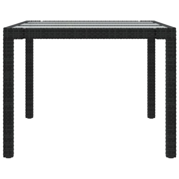 Mesa jardín vidrio templado ratán sintético negra 190x90x75 cm