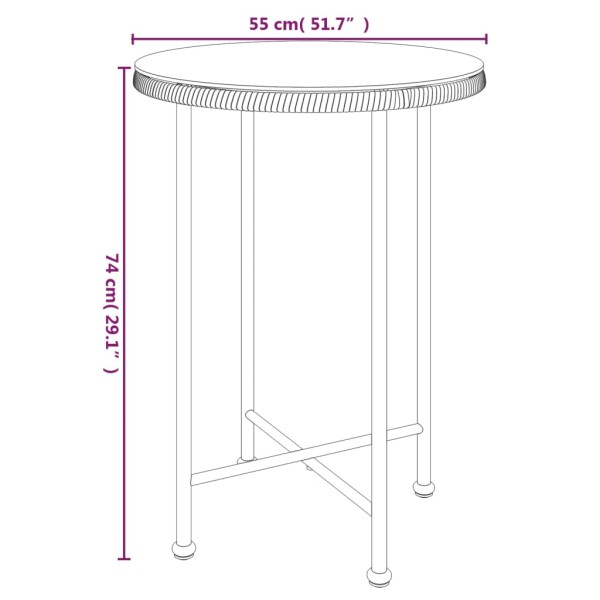 Mesa de comedor de vidrio templado y acero 55 cm