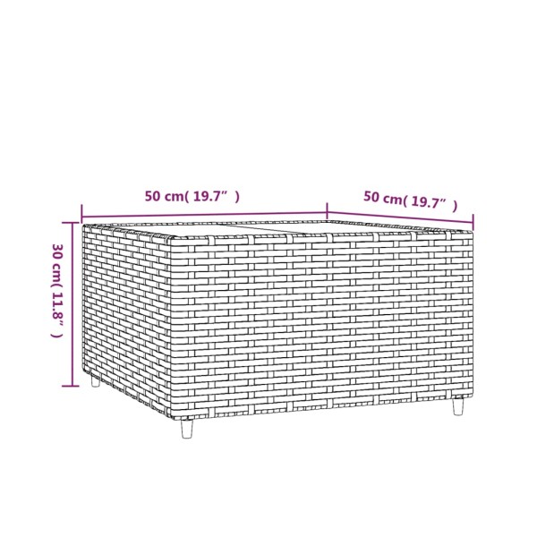 Mesa de centro jardín cuadrada ratán sintético negro 50x50x30cm