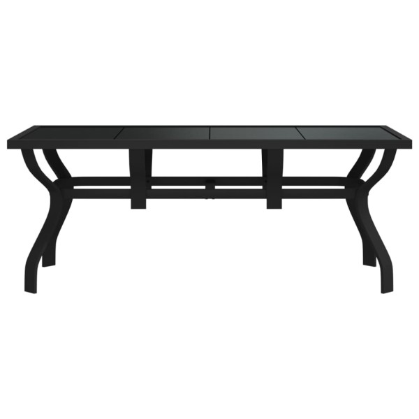 Mesa de jardín acero y vidrio negro 180x80x70 cm