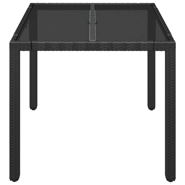 Mesa de jardín superficie de vidrio ratán PE negro 90x90x75 cm