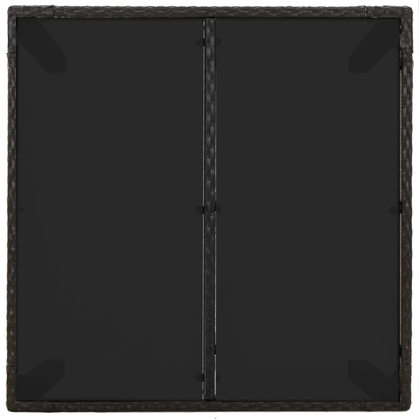 Mesa de jardín superficie de vidrio ratán PE negro 90x90x75 cm