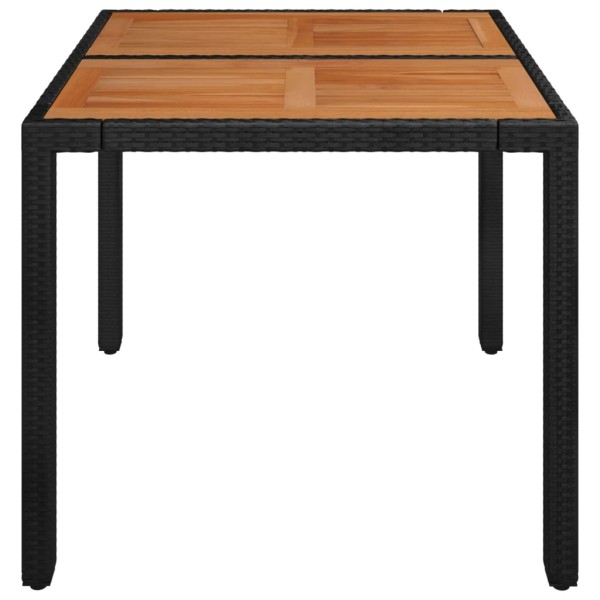 Mesa de jardín superficie de madera ratán PE negro 90x90x75 cm