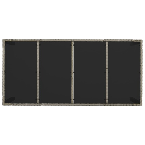 Mesa de jardín superficie de vidrio ratán PE gris 190x90x75 cm