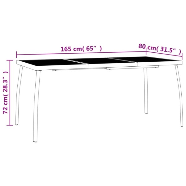 Mesa de jardín malla de acero gris antracita 165x80x72 cm