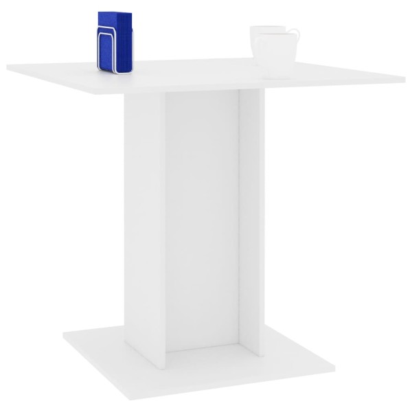 Mesa de comedor de madera contrachapada blanco 80x80x75 cm