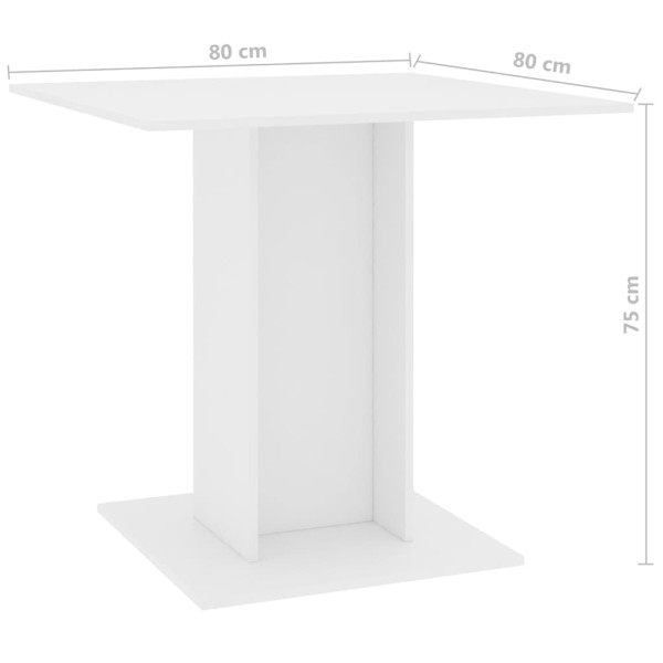 Mesa de comedor de madera contrachapada blanco 80x80x75 cm