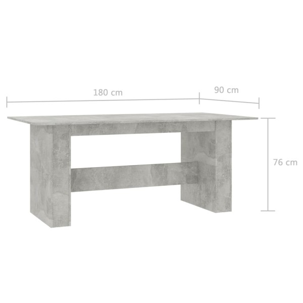 Mesa de comedor madera de ingeniería gris hormigón 180x90x76 cm