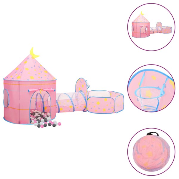 Tienda de juegos para niños con 250 bolas rosa 301x120x128 cm