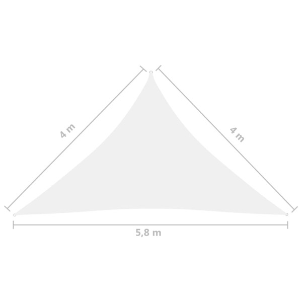 Toldo de vela triangular tela Oxford blanco 4x4x5,8 m