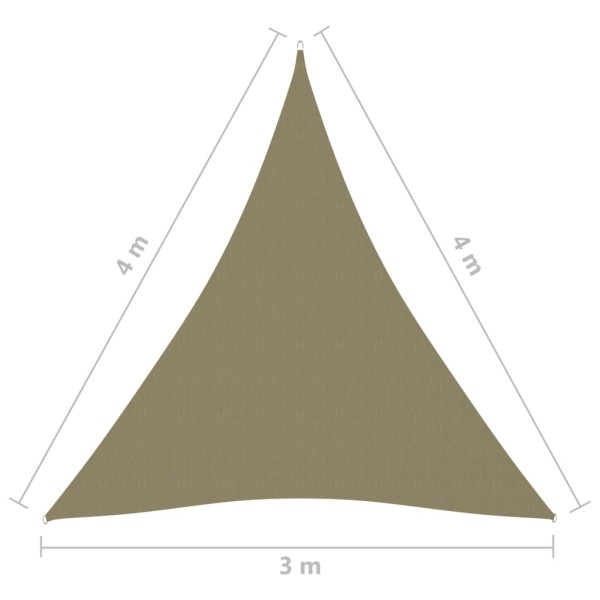 Toldo de vela triangular tela Oxford beige 3x4x4 m