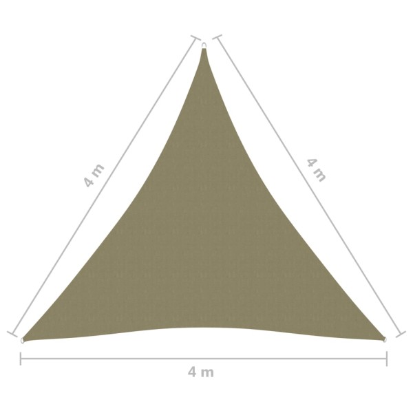 Toldo de vela triangular tela Oxford beige 4x4x4 m