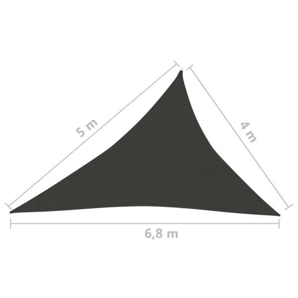 Toldo de vela negro HDPE 160 g/m² 4x5x6,8 m