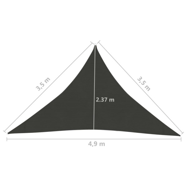 Toldo de vela gris antracita HDPE 160 g/m² 3,5x3,5x4,9 m