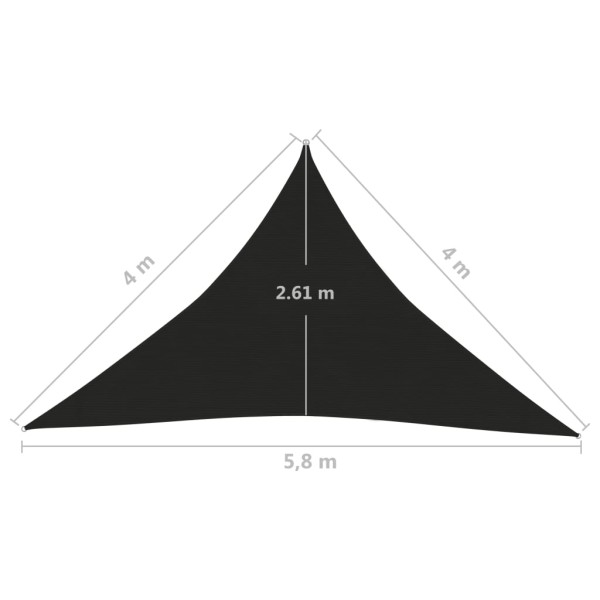 Toldo de vela HDPE negro 160 g/m² 4x4x5,8 m