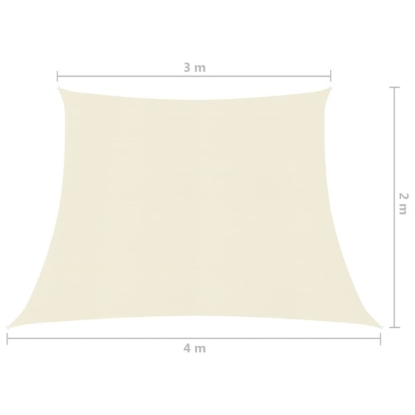 Toldo de vela HDPE crema 160 g/m² 3/4x2 m