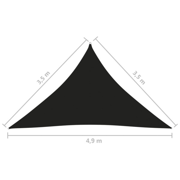 Toldo de vela triangular tela Oxford negro 3,5x3,5x4,9 m