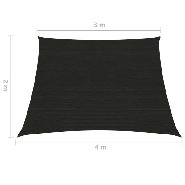 Toldo de vela HDPE negro 160 g/m² 3/4x2 m