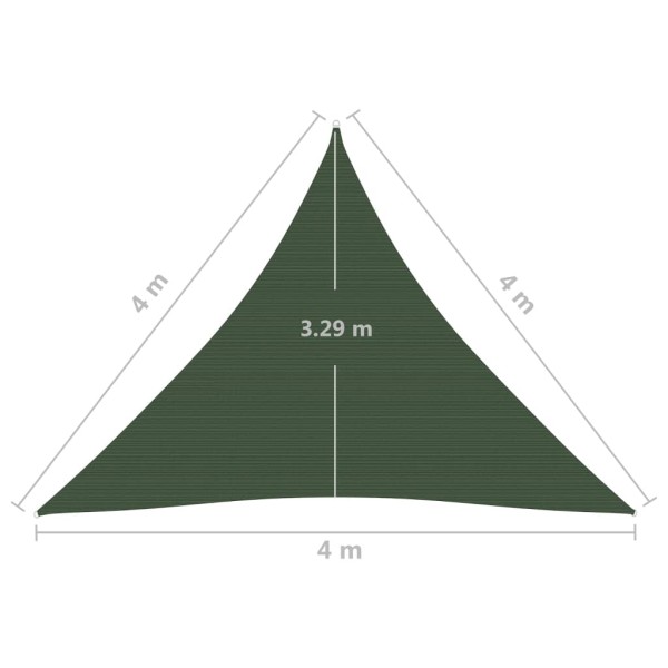 Toldo de vela verde oscuro HDPE 160 g/m² 4x4x4 m