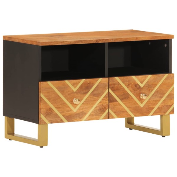 Mueble de TV madera de mango marrón negro 70x33,5x46 cm