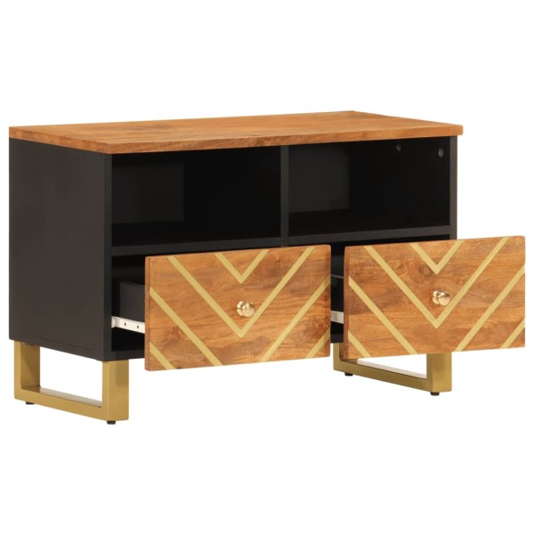 Mueble de TV madera de mango marrón negro 70x33,5x46 cm