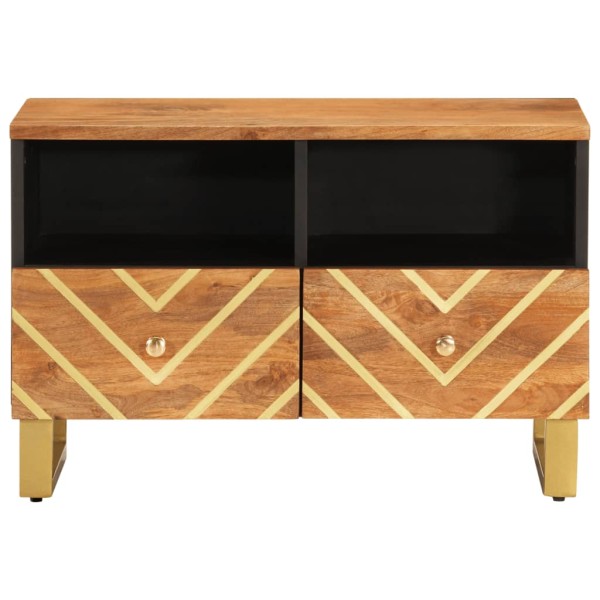 Mueble de TV madera de mango marrón negro 70x33,5x46 cm